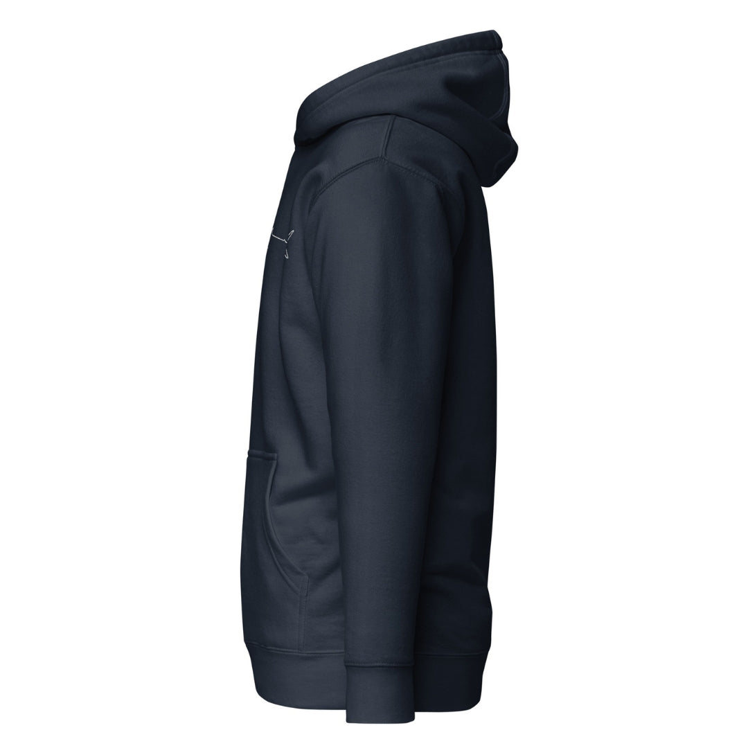 Marlin Crest Embroidered Hoodie - Navy