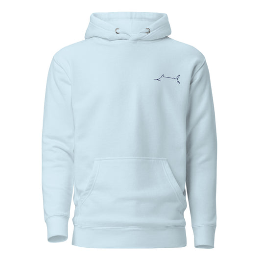 Marlin Crest Embroidered Hoodie - Coastal Blue