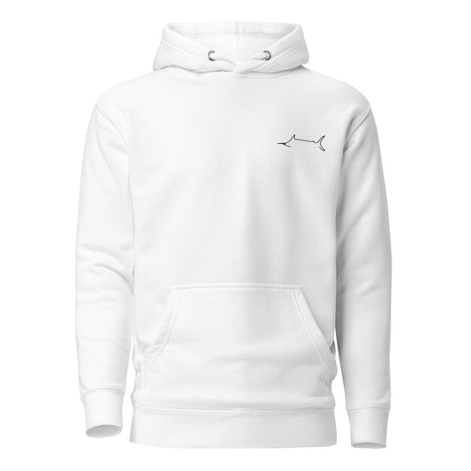 Marlin Crest Embroidered Hoodie - White