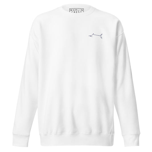 Marlin Crest Embroidered Crew - White
